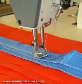 Zigzag sewing machine stitching webbing
