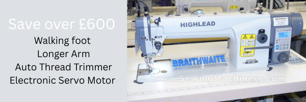 Longer arm walking foot sewing machine